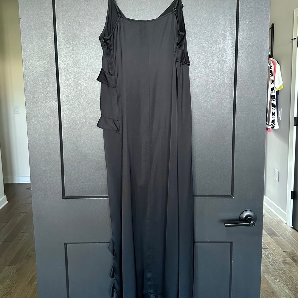 🖤💃 NWT The Kooples Ruffled Asymmetric High Slit Midi Slip Dress | Retail $325! - Picture 7 of 10